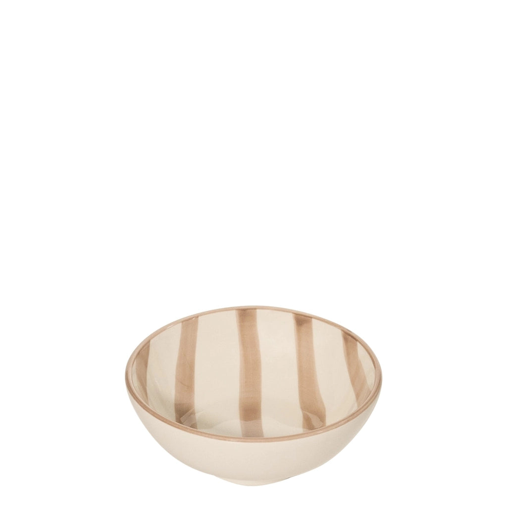 Zafferano Set 6 Ciotole Righe Collezione Lido Colore Sabbia in Ceramica Artigianale Italiana Design Righe Verticali Eleganti per Tavola Design