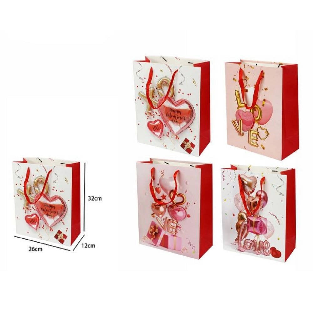 Trade Shop - Set 6 Buste Borsa Regalo Sacchetti San Valentino 26x32x12cm 71096 Varie Fantasie -