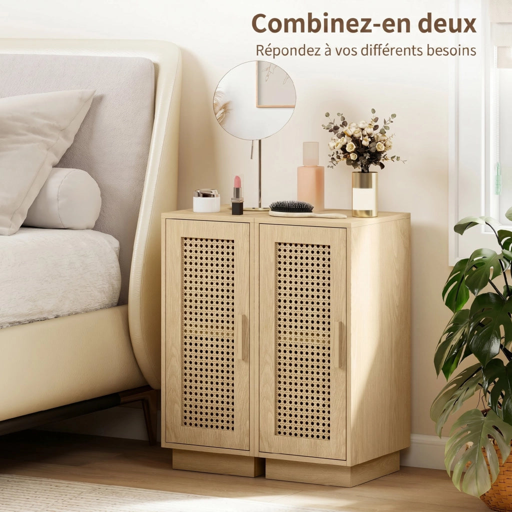 Tavolino da letto con cassetto e scaffale ¨C zephmum ¨C legno naturale 25x30x60