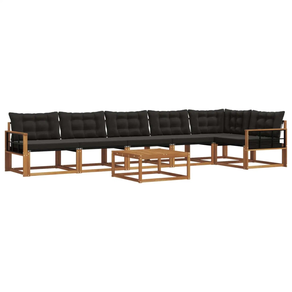 Set di divani da esterno con cuscino 7 pcs Naturale e Nero 3369535