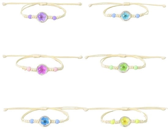Bracciali amichevoli 6 pezzi - Fatti a mano - Adattabili - Fiori colorati - Sostenibili - Adatti a ragazze e ragazzi
