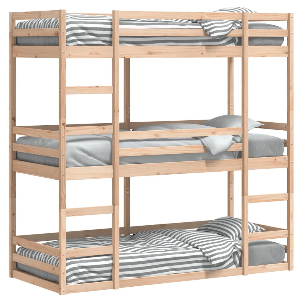 Letto a Castello Triplo 75x190 cm in Legno Massello di Pino 3284260