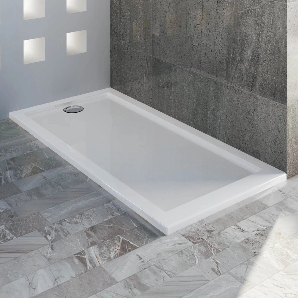 Piatto Doccia Slim 80x170x4 cm Rettangolare Acrilico Bordato Bianco Lucido mod. Flower