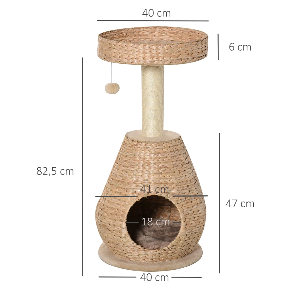 Albero tiragraffi per gatti con tana e giocattolo ¨C zephmum ¨C giallo 82.5 cm