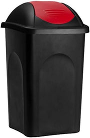 Contenitore di Rifiuti con Coperchio a Battente e Funzione di Sfioro in Plastica con Capacità di 60 Litri per la Cucina e la Casa con Grande Capacità e Facile da Pulire