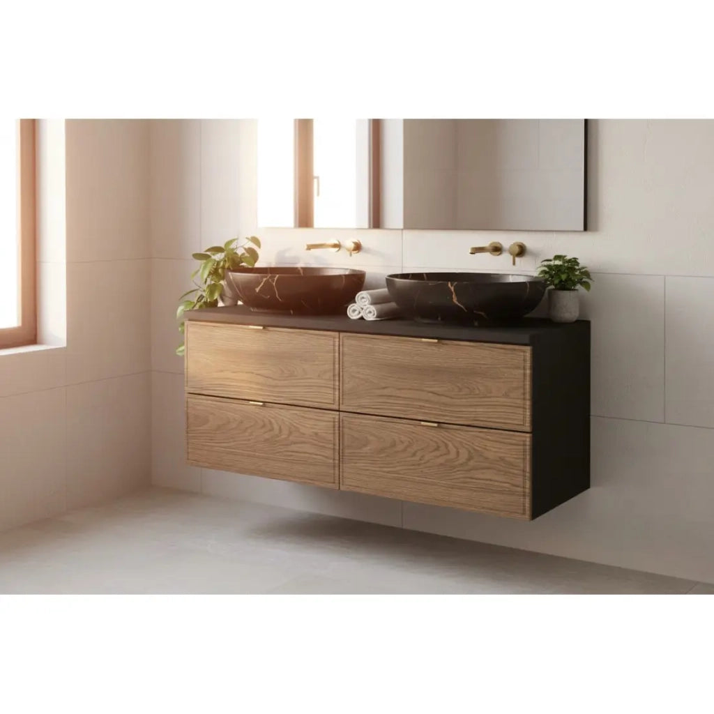 Piano lavabo nero SAVIA 120 cm - Piano di 120 cm per mobile sottolavabo