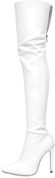 Laarzen da donna con ginocchia alta - tacchi alti - stiletto - chiusura a zip - stoffa stretch - pelle sintetica PU