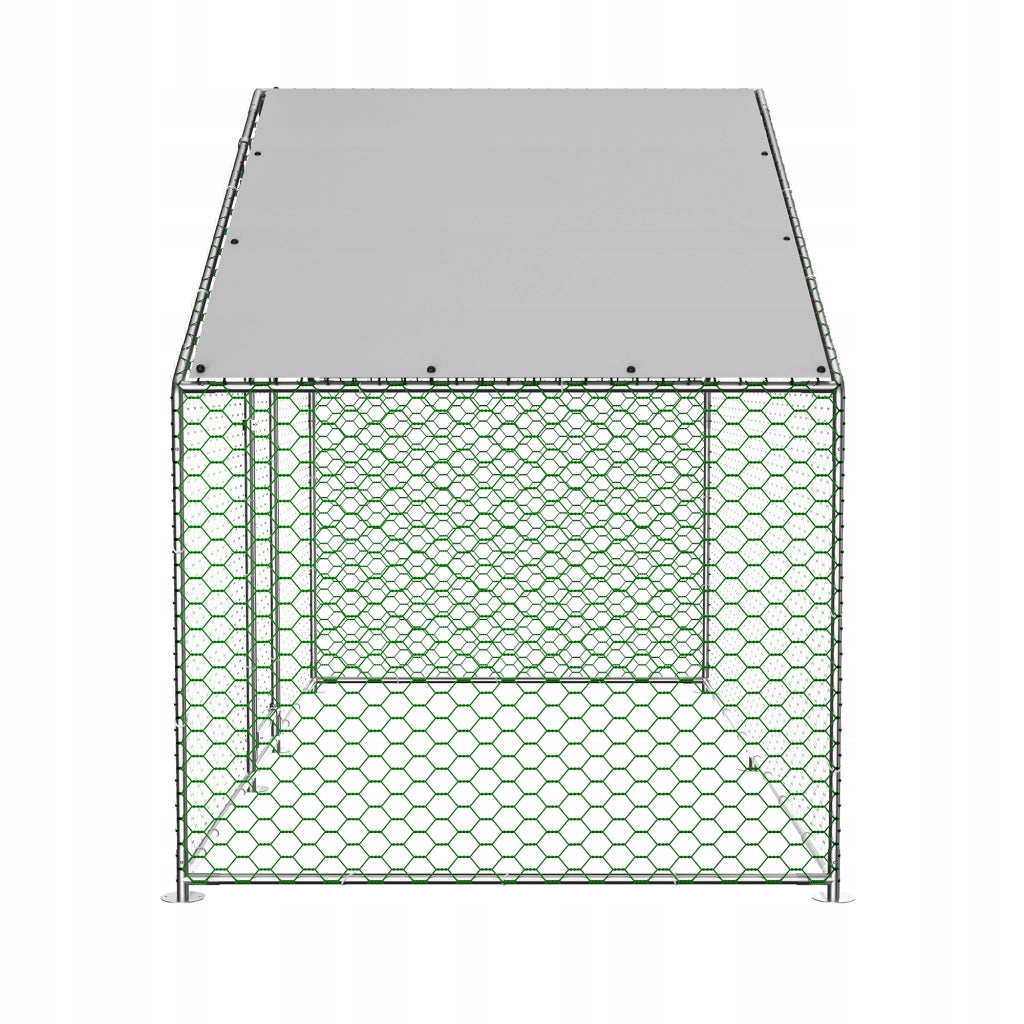 Recinto per Polli in Metallo 3×1;5×2 m con Tetto PE Impermeabile; Porta con Serratura e Area Esterna per Animali