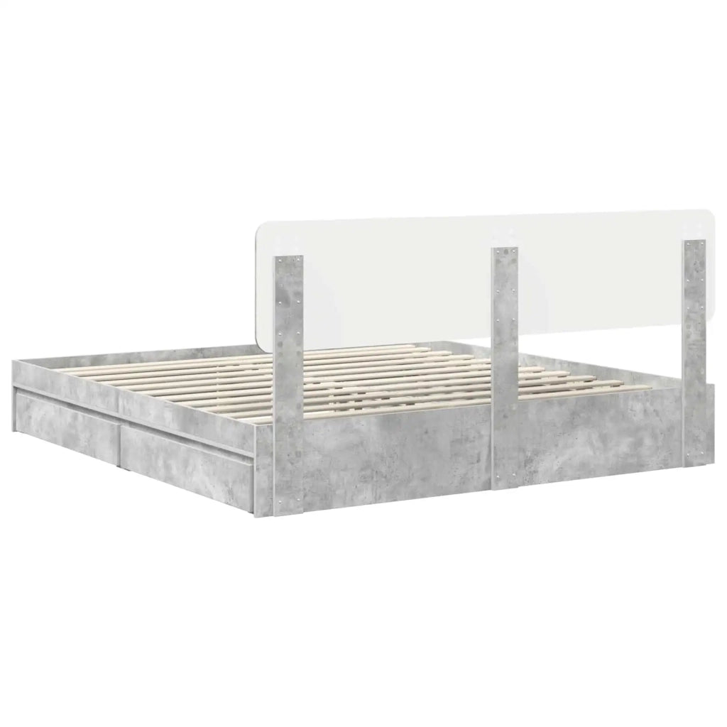 Letto con Contenitore con testiera Grigio cemento 180 x 200 cm 3412251