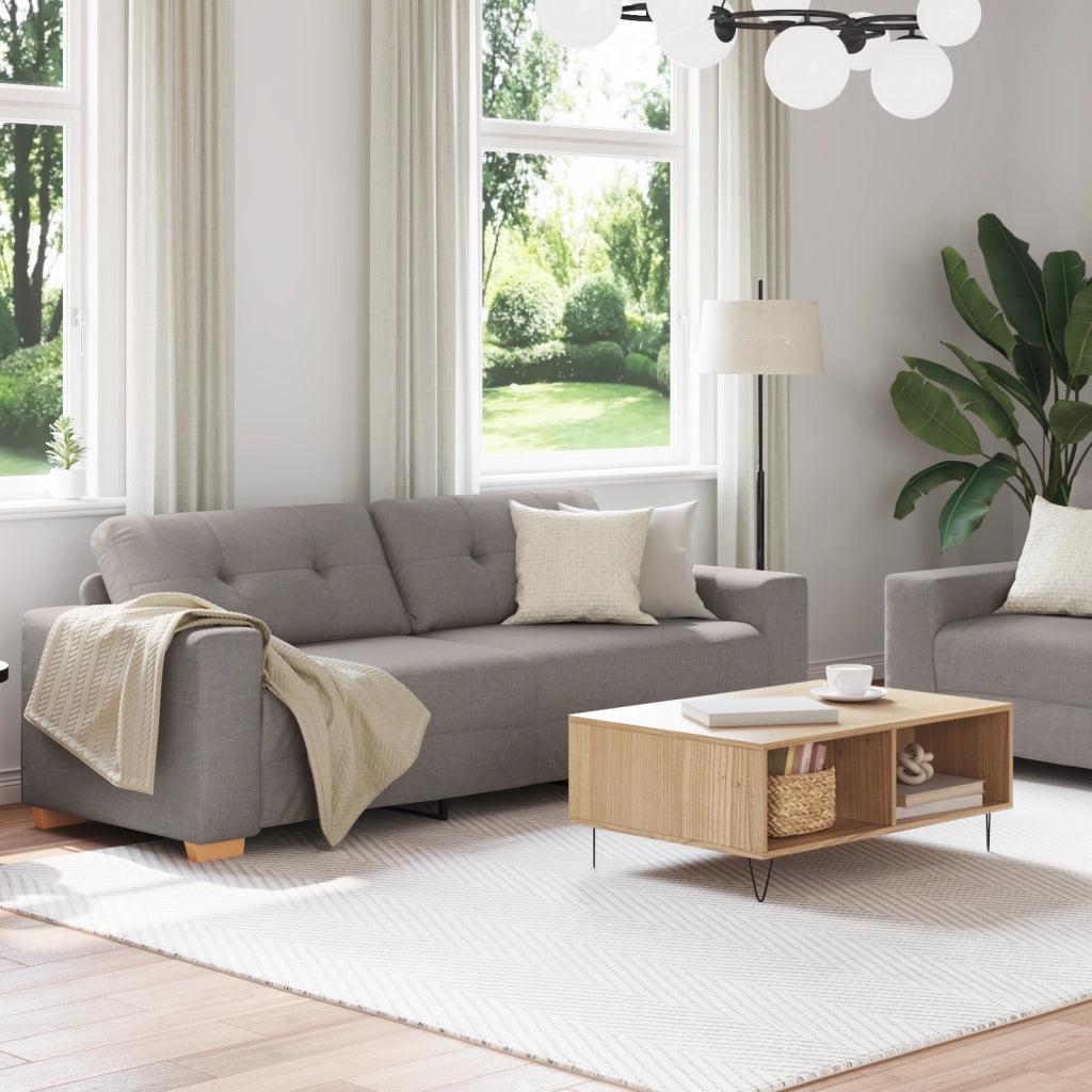 Set Divano a 2 Pezzi con Cuscini in Tessuto Taupe