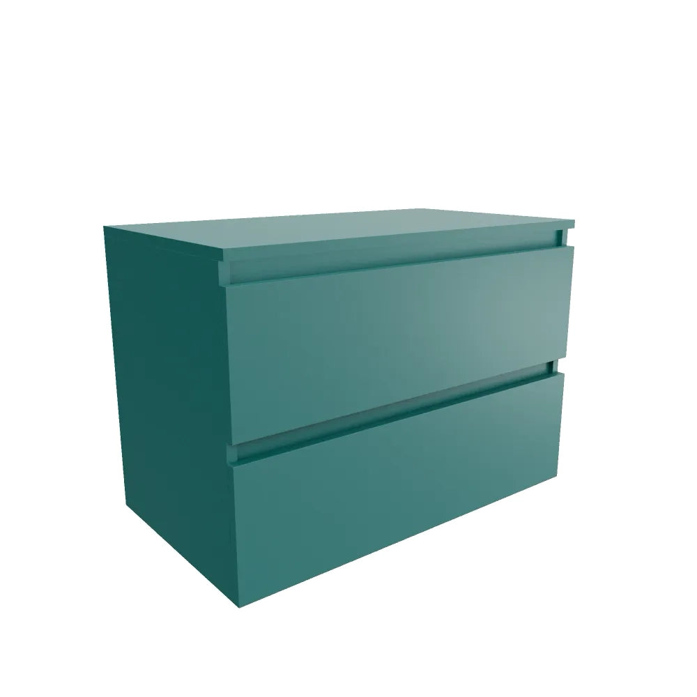 Mobile bagno sospeso 60cm due cassetti petrol con top | Hexa