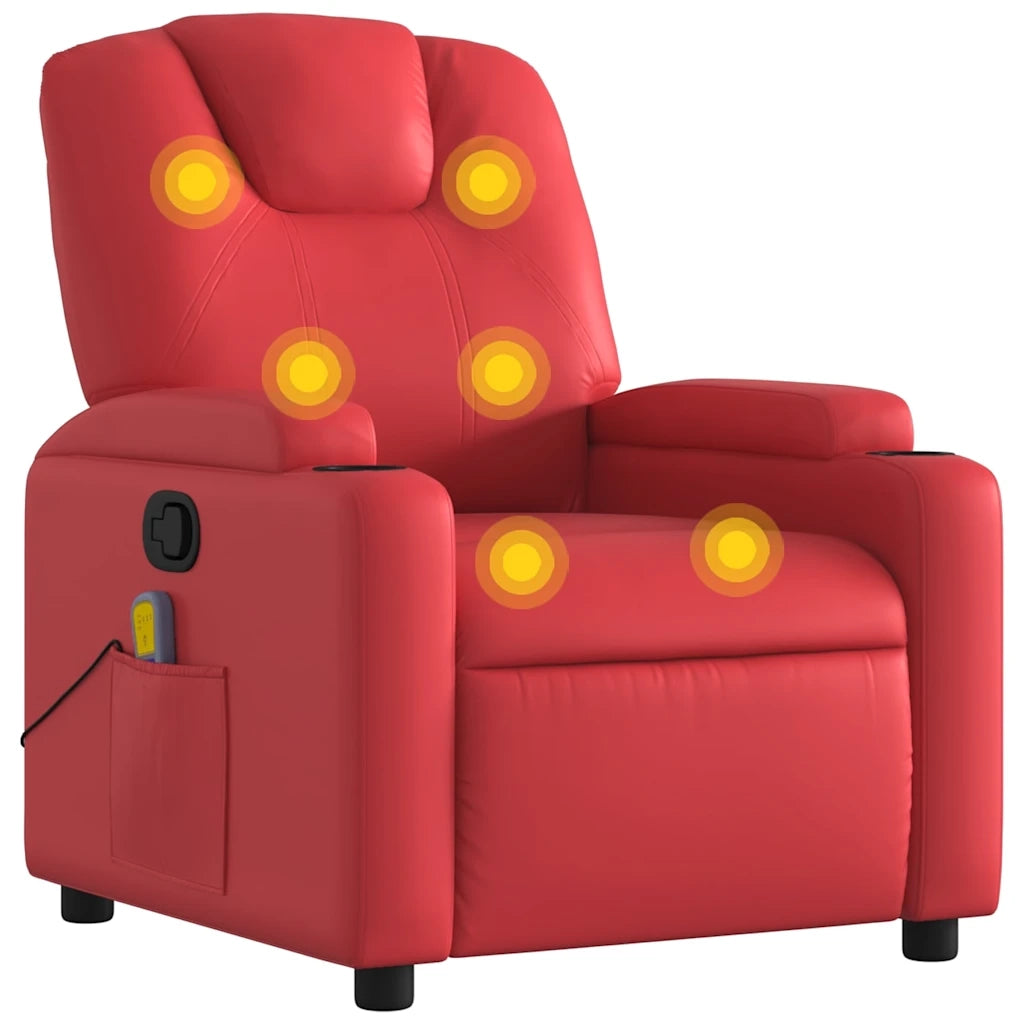 Poltrona Massaggiante | Sedia Relax Reclinabile Rossa in Similpelle