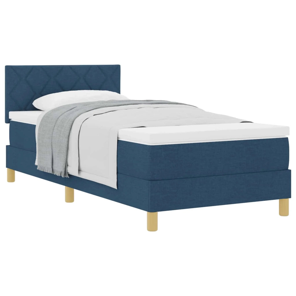 Letto a molle con cuscino con testiera Blu 90 x 200 cm Tessuto 3338971