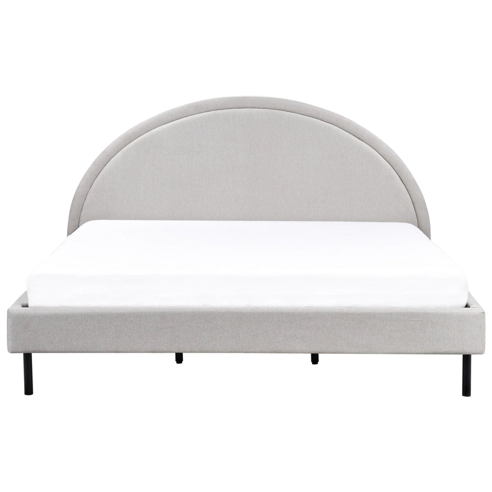 Letto Grigio Tessuto Poliestere 180 x 200 cm Base a doghe Testiera semicircolare Design minimalista retrò Camera da letto