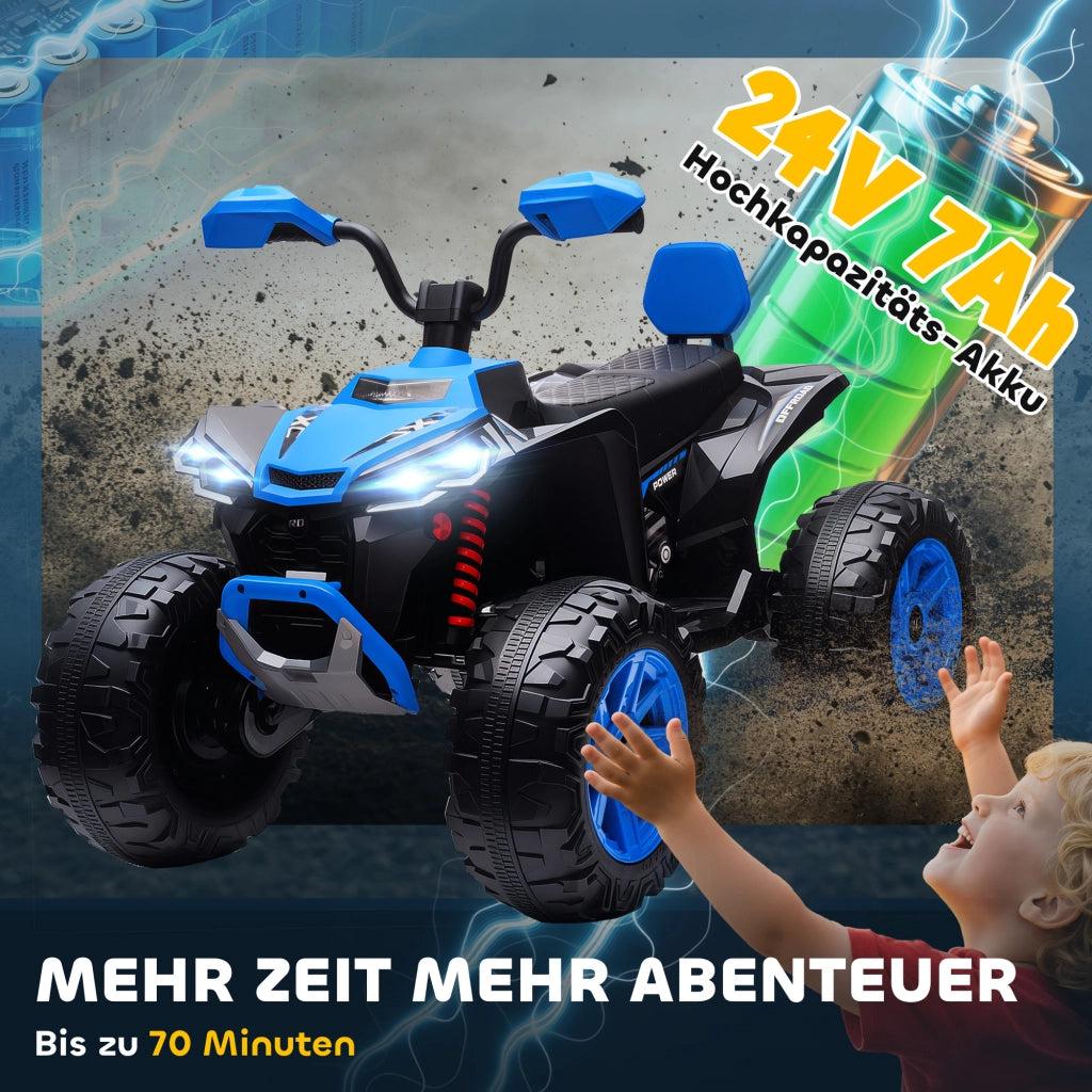 Quad Elettrico per Bambini 24V ¨C zephmum ¨C 4 Ruote, Fari, USB, MP3, 6.5 km/h, 3-8 Anni