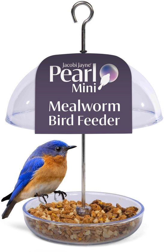 Hangende Voederbak per I Love Robins con coperchio regolabile 15 cm - attrae piccoli uccelli nel giardino. Riempilo con semi per uccelli o farfalle.