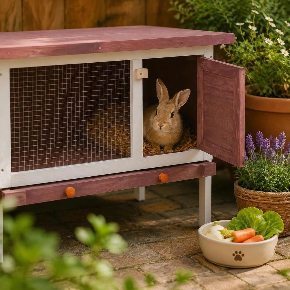 Rabbit Hutch, 1 Level, Brown Wood