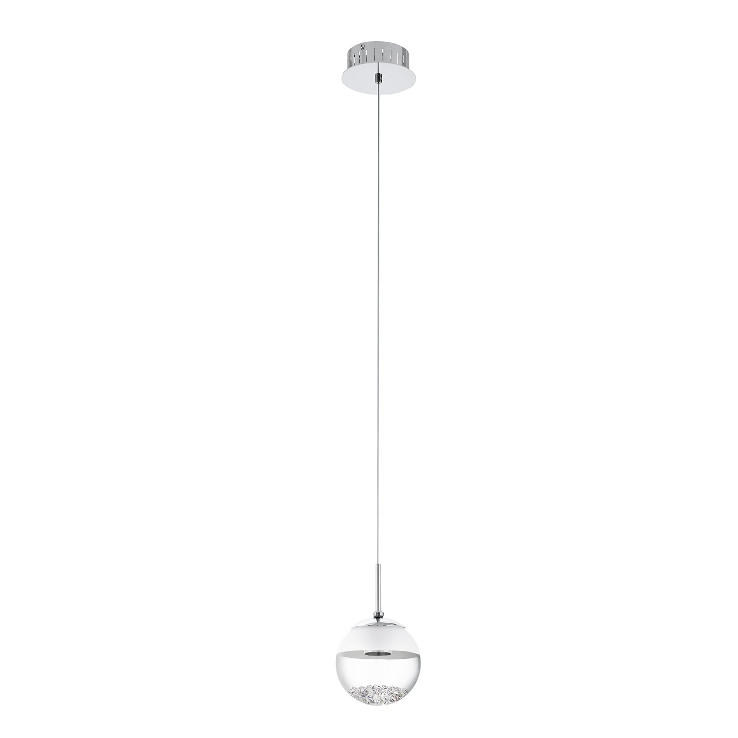 Sospensione Contemporanea Montefio 1 Acciaio Cromo Cristallo 1 Luce Led 5W