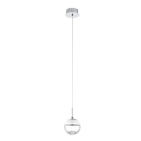 Sospensione Contemporanea Montefio 1 Acciaio Cromo Cristallo 1 Luce Led 5W
