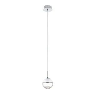 Sospensione Contemporanea Montefio 1 Acciaio Cromo Cristallo 1 Luce Led 5W