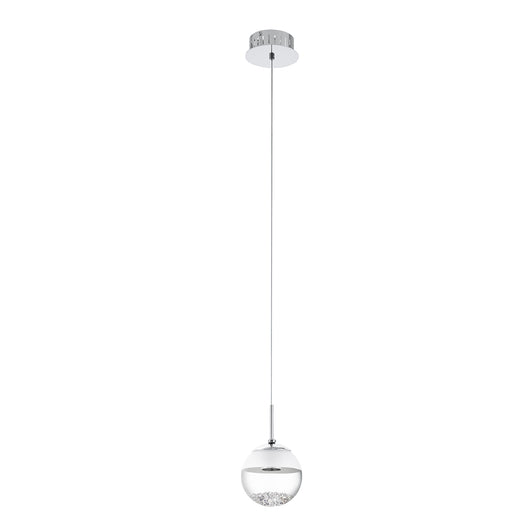 Sospensione Contemporanea Montefio 1 Acciaio Cromo Cristallo 1 Luce Led 5W