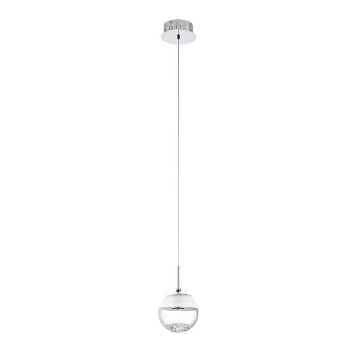 Sospensione Contemporanea Montefio 1 Acciaio Cromo Cristallo 1 Luce Led 5W