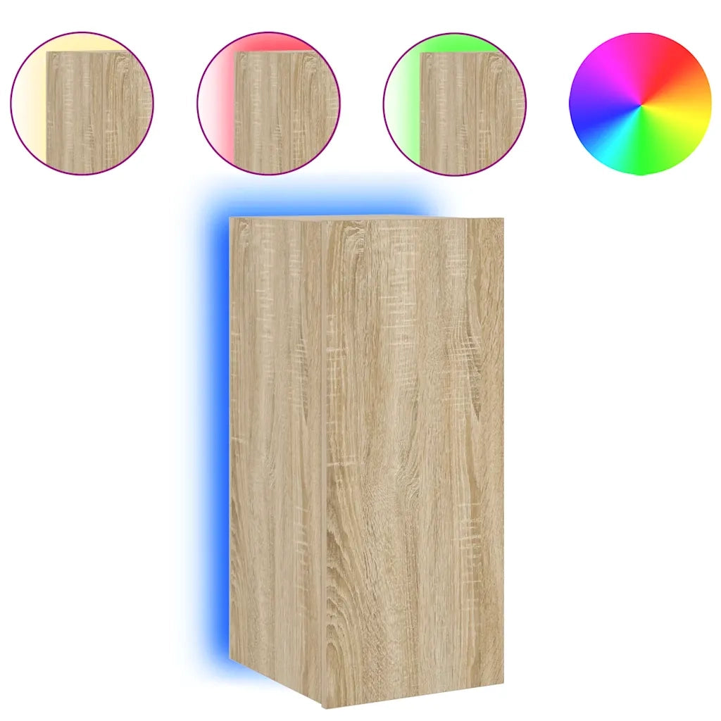 Mobile TV a Parete con Luci LED Rovere Sonoma 30,5x35x70 cm 837236