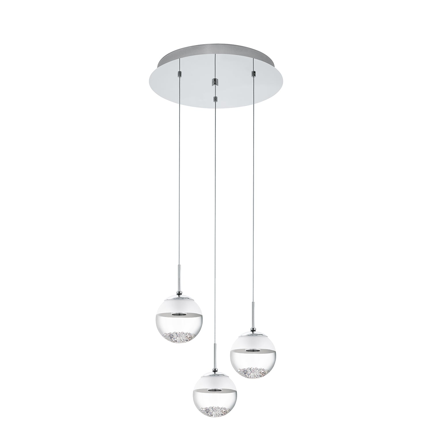 Lampadario A Sospensione Contemporaneo Montefio 1 Acciaio Cromo 3 Luci Led 5W