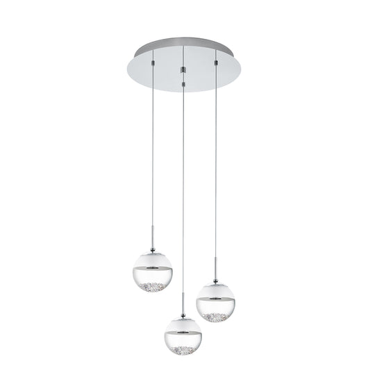 Lampadario A Sospensione Contemporaneo Montefio 1 Acciaio Cromo 3 Luci Led 5W
