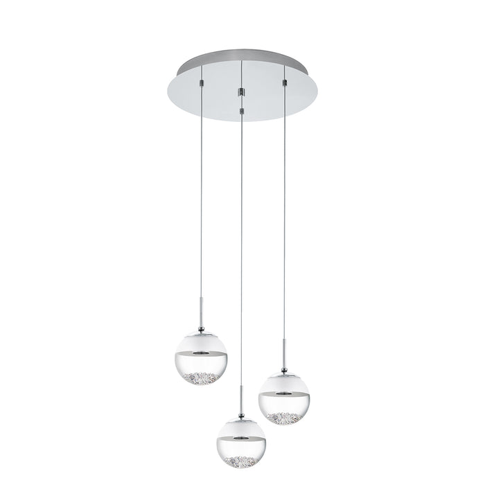 Lampadario A Sospensione Contemporaneo Montefio 1 Acciaio Cromo 3 Luci Led 5W