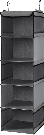Cassa da appendiabiti con 5 cassetti Organizzatore per tessuti Scheda di stoccaggio Una unità con 6 cassetti laterali per abbigliamento - Grigio (30 x 30 x 108 cm)