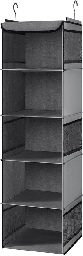 Cassa da appendiabiti con 5 cassetti Organizzatore per tessuti Scheda di stoccaggio Una unità con 6 cassetti laterali per abbigliamento - Grigio (30 x 30 x 108 cm)