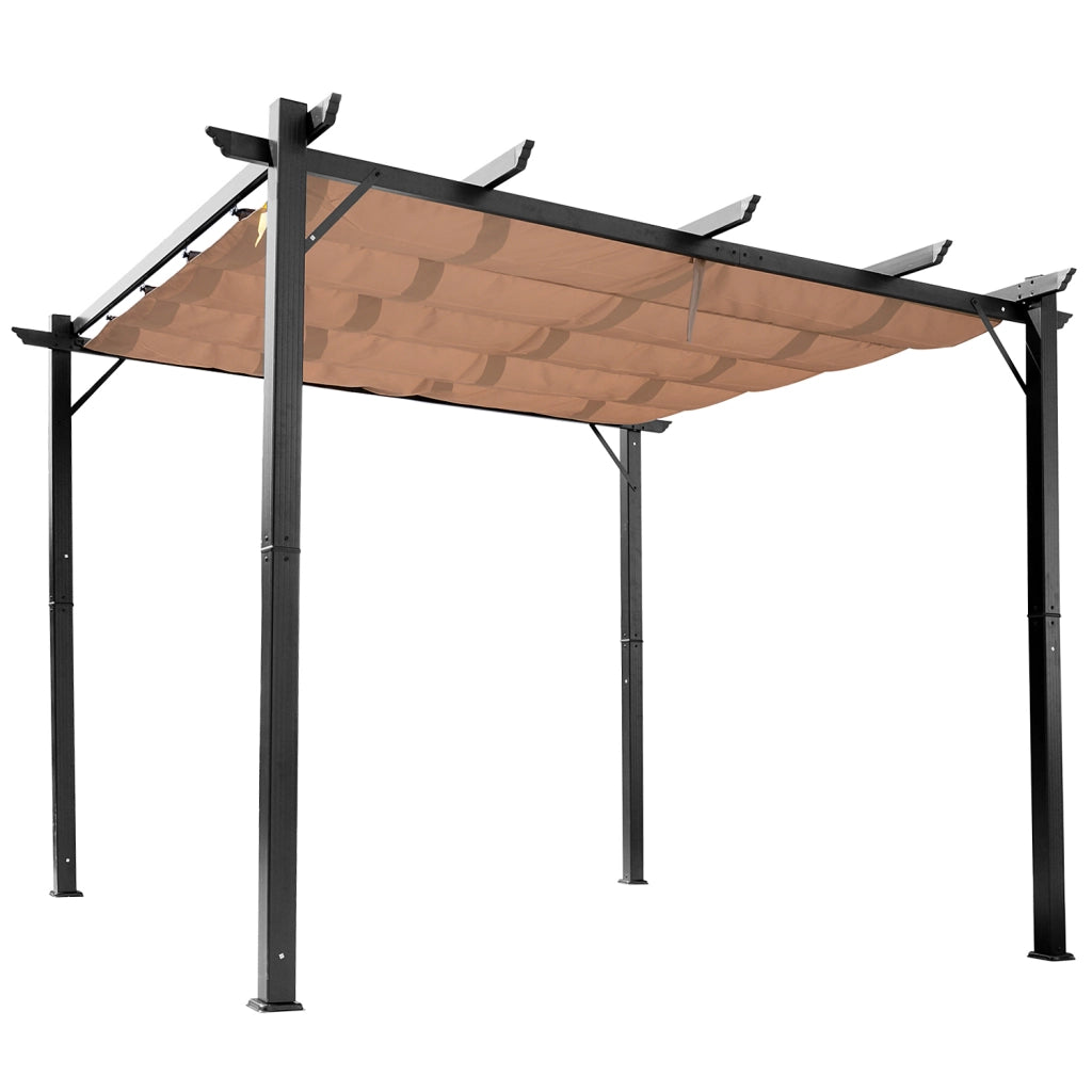 Gazebo Pergola da Giardino 3x4m con Telo in Poliestere e Struttura in Alluminio. Grigio e Marrone