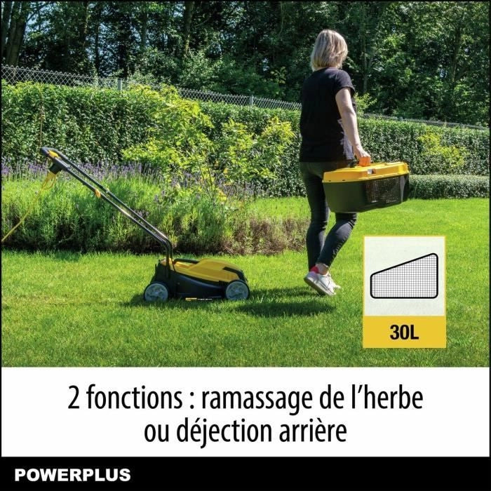 Rasaerba elettrico - POWERPLUS - POWEG62203 - 1000 W - 320 mm  - Con raccolta e scarico posteriore