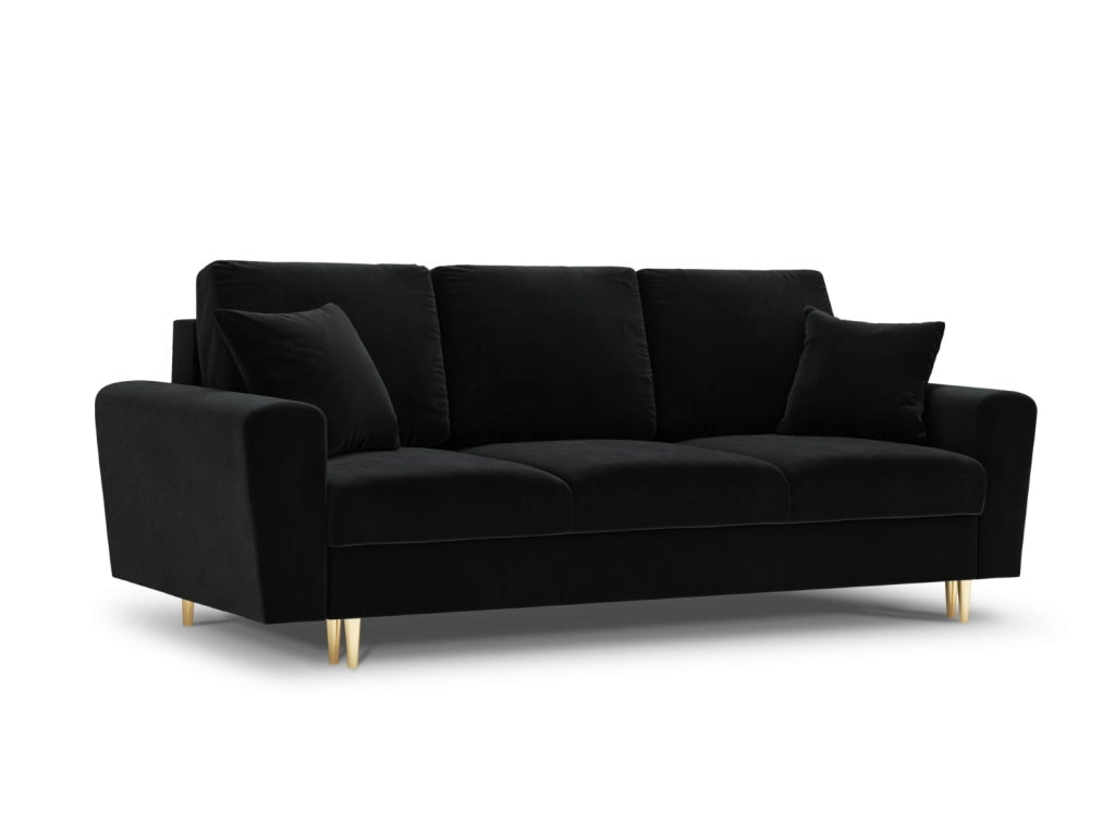 Cosmopolitan Design - Divano convertibile con contenitore "Kyoto" 3 posti in velluto nero 