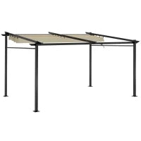 Pergola Retrattile 4 x 3 m, Struttura in Metallo con Finitura Epossidica Anticorrosione, Telo in Poliestere 180 g/m², Beige