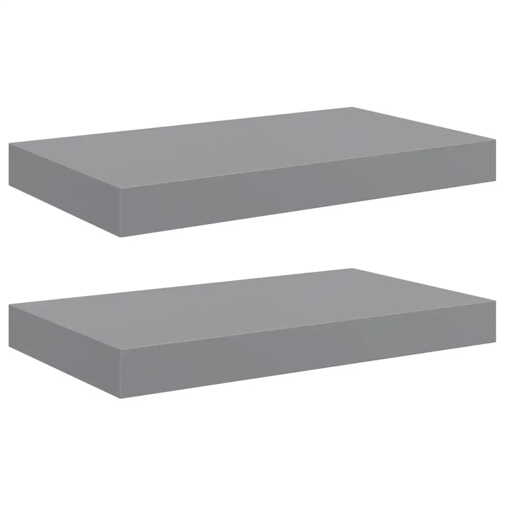 2 pz Scaffali a Parete | Ripiano a parete | Mensole a Parete Grigi 40x23x3,8 cm in MDF
