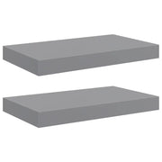 2 pz Scaffali a Parete | Ripiano a parete | Mensole a Parete Grigi 40x23x3,8 cm in MDF