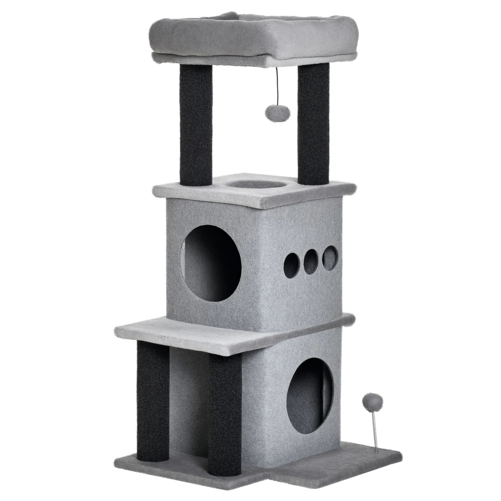 Albero per gatti con piattaforme e nicchie ¨C Zephmum ¨C Grigio 48x48x100 cm