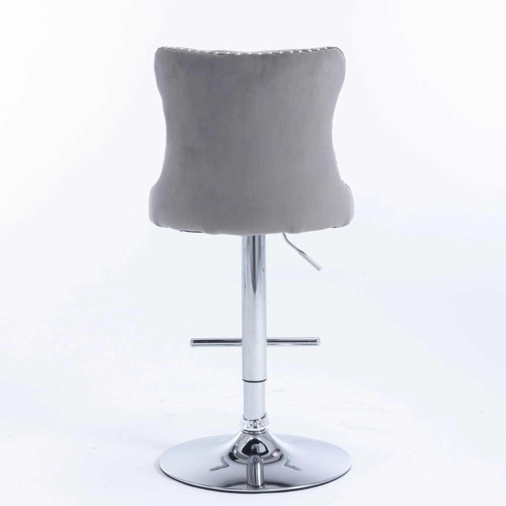Sgabelli da bar girevoli in velluto con altezza della seduta regolabile da 63,5 a 84 cm, base cromata, schienale imbottito e confortevole, ideali per