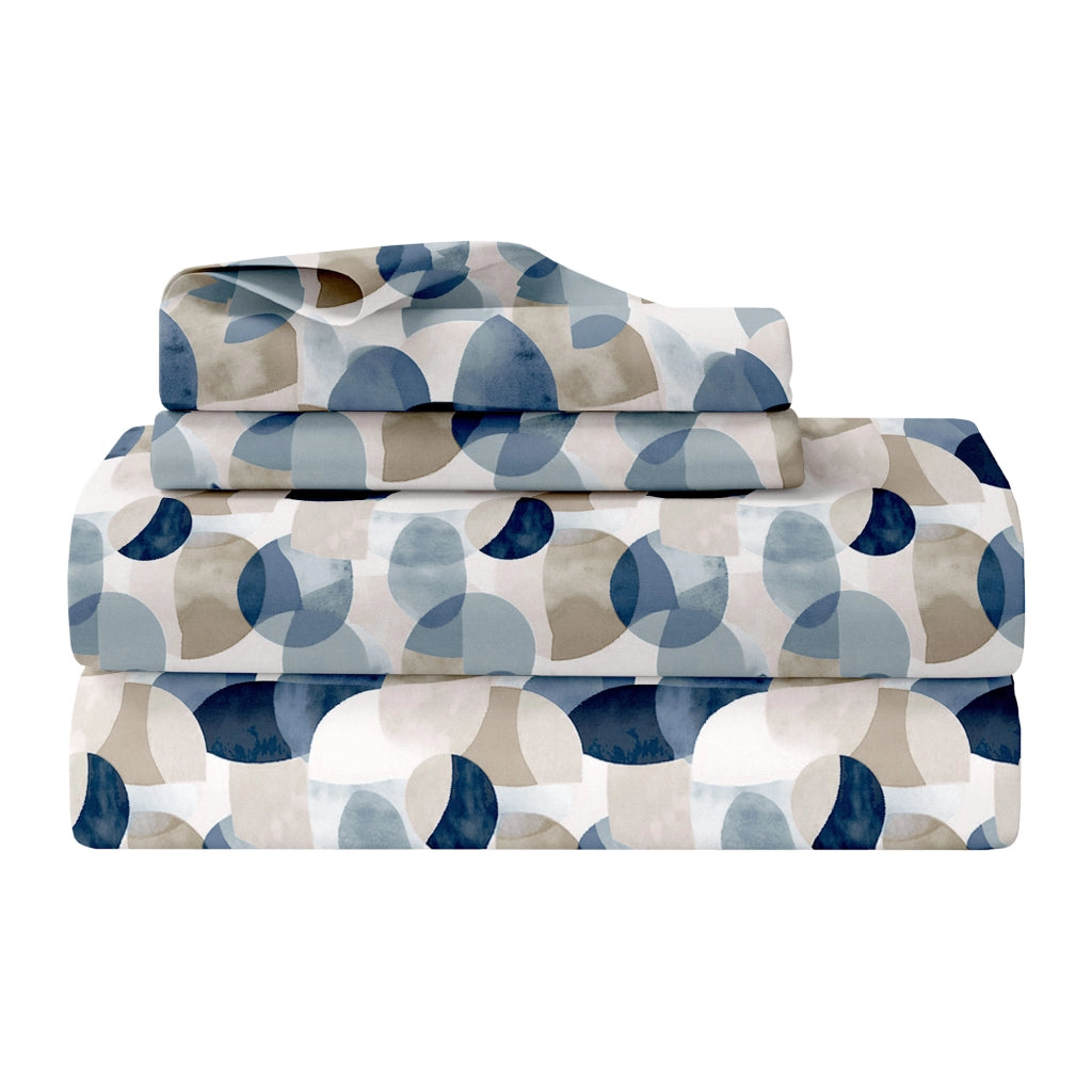 Completo Letto Lenzuola Matrimoniale,100% Cotone, Set letto, Lenzuolo Sopra, Sotto e Federe 2 Piazze Elcisse Blu