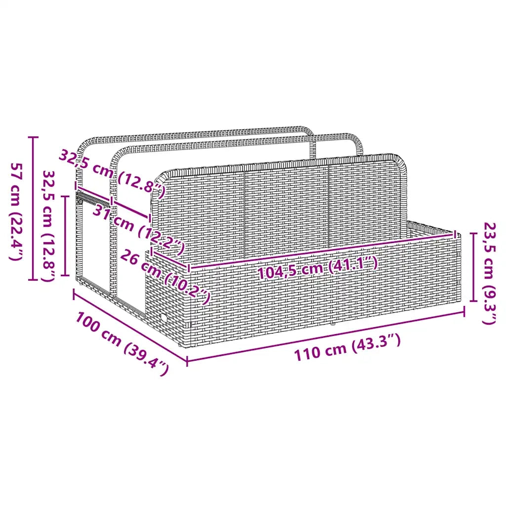 Galleggiante a Bordo Piscina Nero 110x100x57 cm in Polyrattan CFW4656272