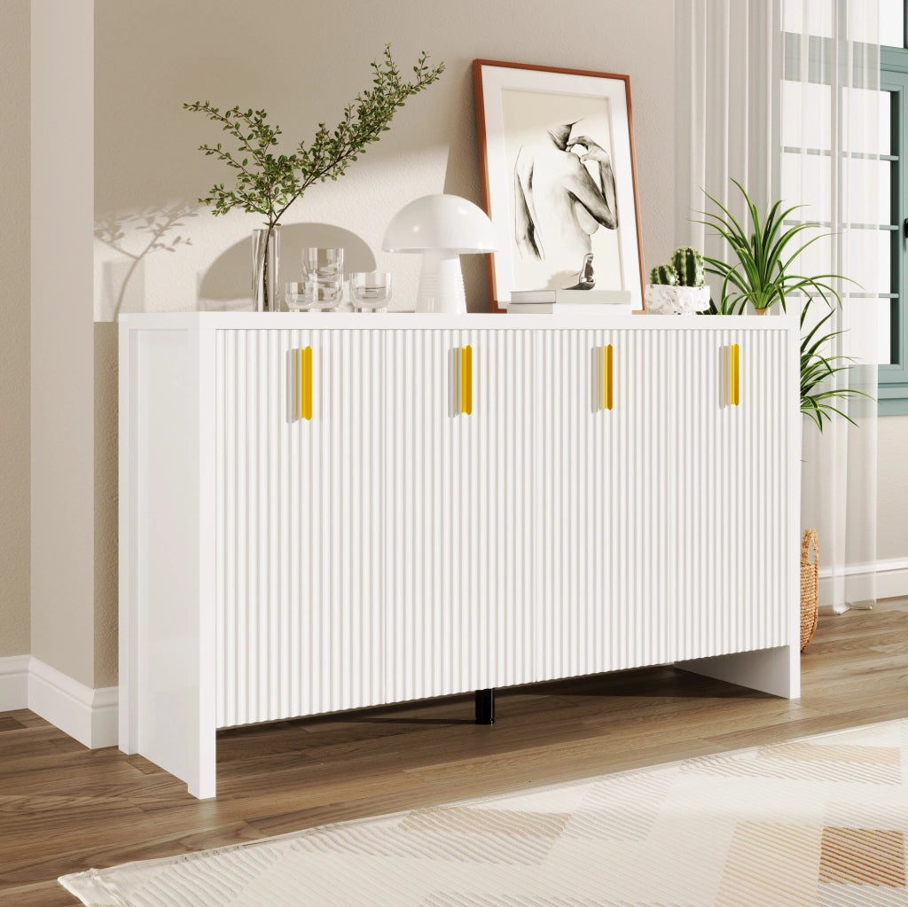 Sideboard bianco 140 cm con 4 ante e ripiani regolabili