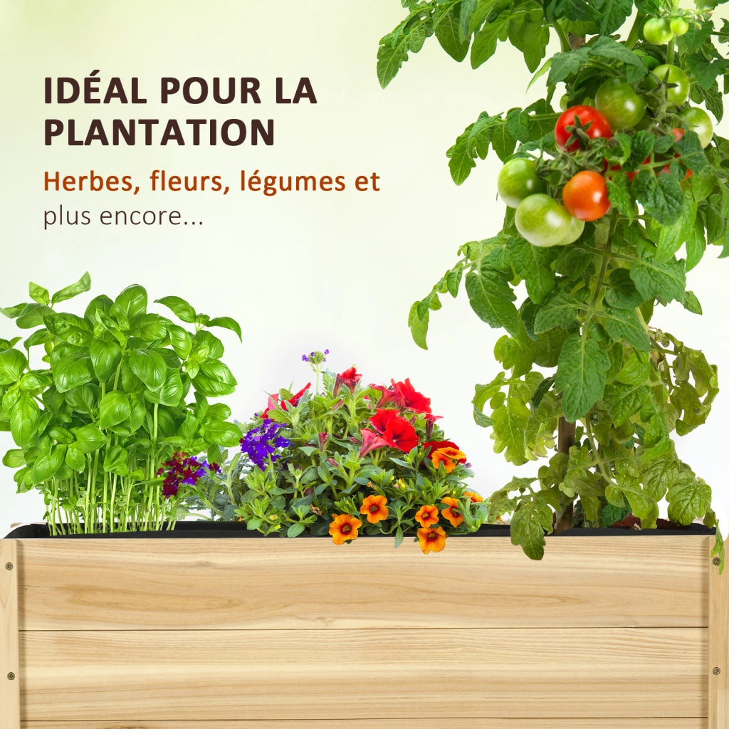 Fioriera rialzata per giardino con ruote in legno di pino ¨C Minimal ¨C 89x48x47 cm
