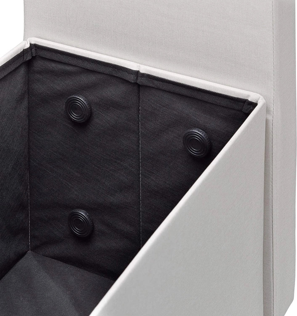 Panca a 2 posti con schienale vano portaoggetti ribaltabile pratico sedile ribaltabile 115 cm crema 13_0000374_2