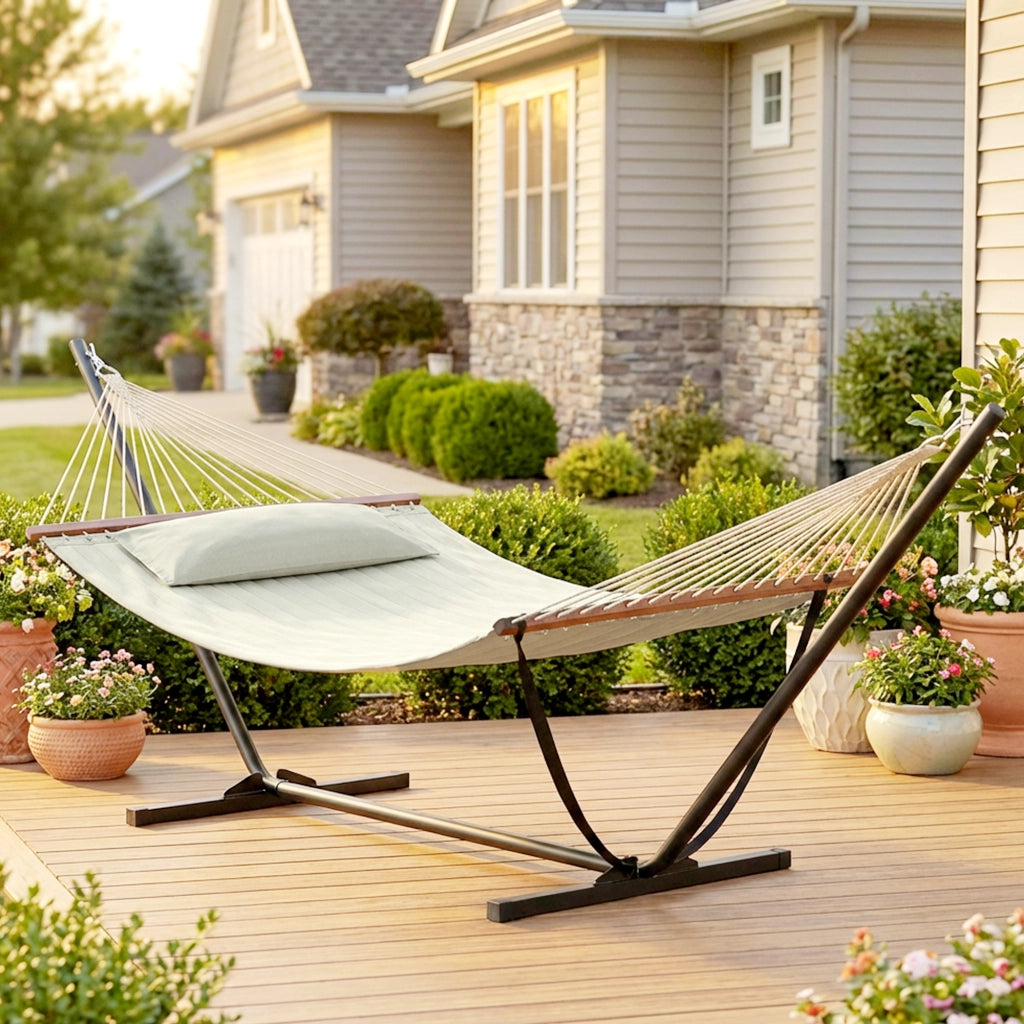 Amaca con supporto in acciaio ¨C zephmum ¨C crema 368x140x110 cm
