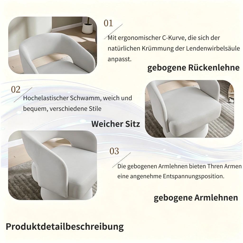 POLTRONA Girevole Moderna 68x66x47 cm Chenille Beige