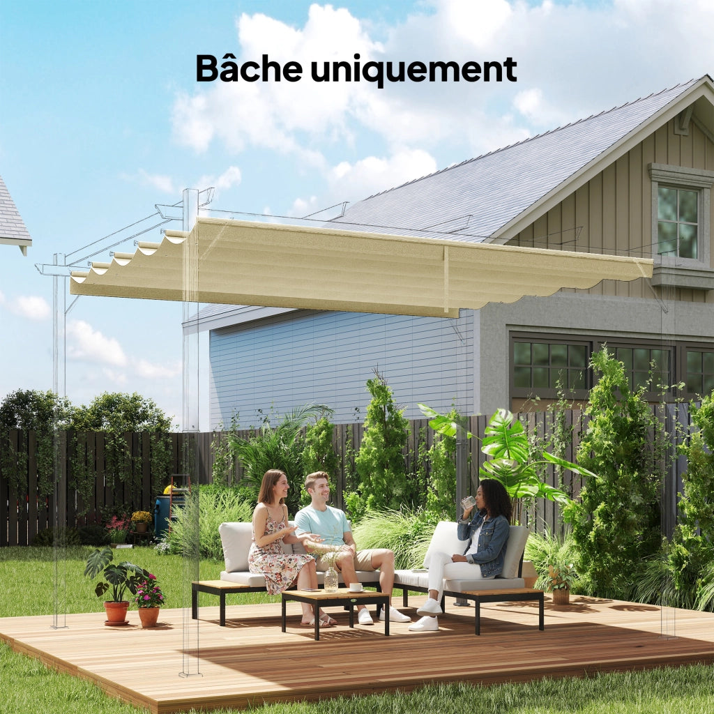 Tenda per Pergola Retrattile ¨C Zephmum ¨C 400x300 cm Crema