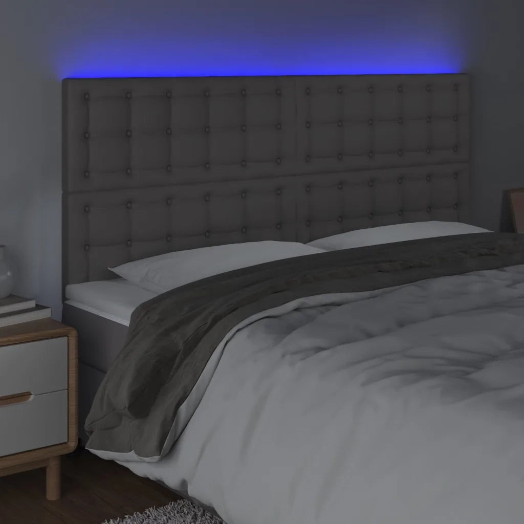 Testiera a LED-Testata con LED Grigio 160x5x118/128cm in Similpelle 707431