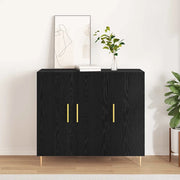 Credenza-Buffet-Armadio da cucina Rovere Nero 90 x 34 x 80 cm Legno multistrato 451944